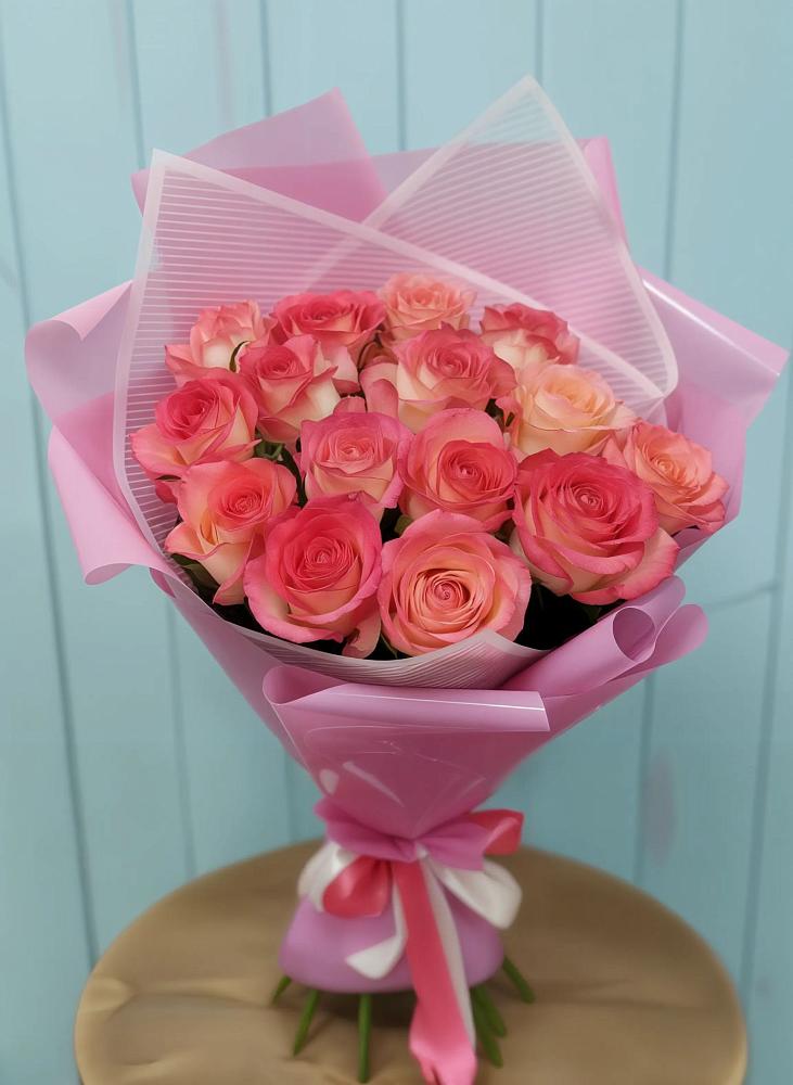 Букет 15 Розовых роз Равель в Родниках Ивановской области