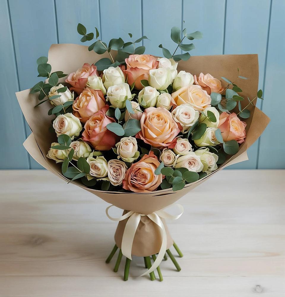 Букет цветов из: Альстромерии и Розы в Родниках Ивановской области