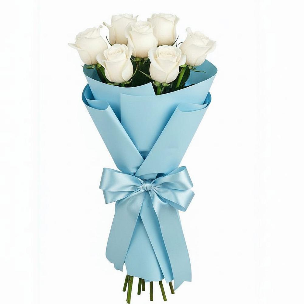 Букет 7 белых роз Проуд в Родниках Ивановской области