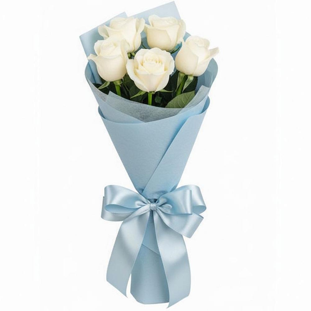 Букет 5 Белых роз Проуд в Родниках Ивановской области