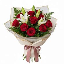 Букет цветов из:  Лилии и Розы в Родниках Ивановской области