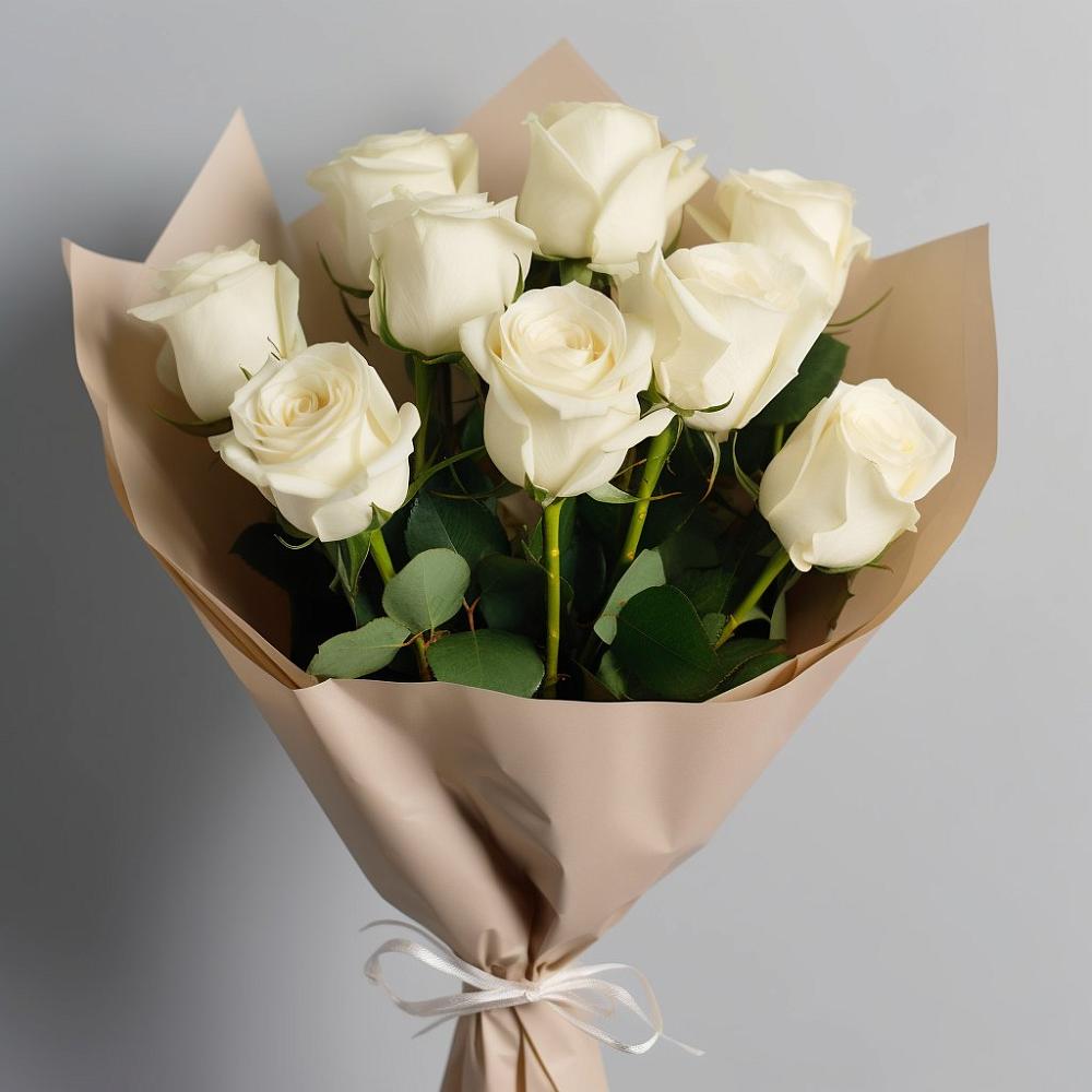 Букет 9 Белых роз Эдлесс Лав в Родниках Ивановской области