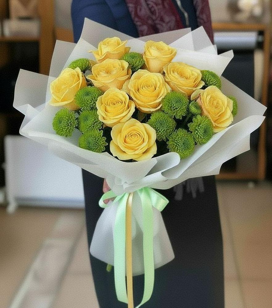 Букет цветов из: Хризантемы и Розы в Родниках Ивановской области