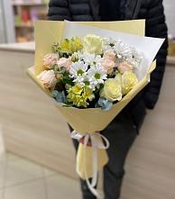 Букет цветов из:  Альстромерии, Розы и Хризантемы в Родниках Ивановской области