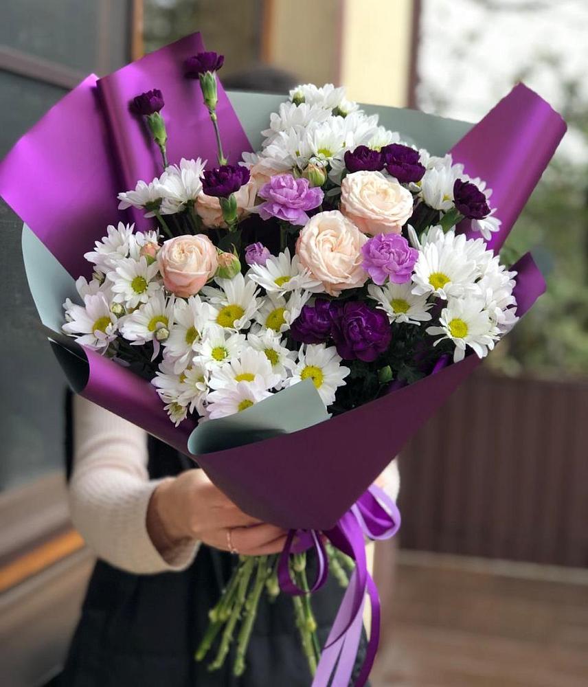 Букет цветов из: Хризантемы, Гвоздики и Розы в Родниках Ивановской области