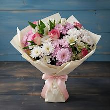 Букет цветов из:  Хризантемы, Альстромерии и Розы в Родниках Ивановской области