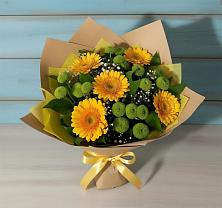 Букет цветов из:  Герберы и Хризантемы в Родниках Ивановской области