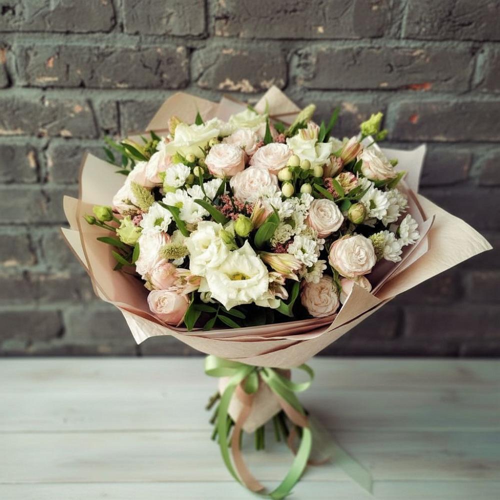 Букет цветов из: Альстромерии, Розы и Хризантемы в Родниках Ивановской области