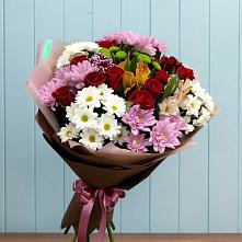 Букет цветов из:  Розы, Хризантемы и Альстромерии в Родниках Ивановской области